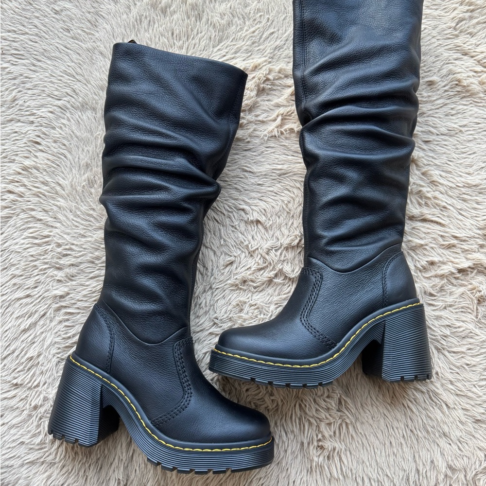 Dr. Martens Black Leather Knee-High Boots